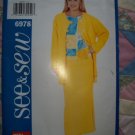 2000 See and Sew Very Easy 6978 Pattern, Misses Jacket, Top, and Skirt Size 8, 10, 12, Uncut