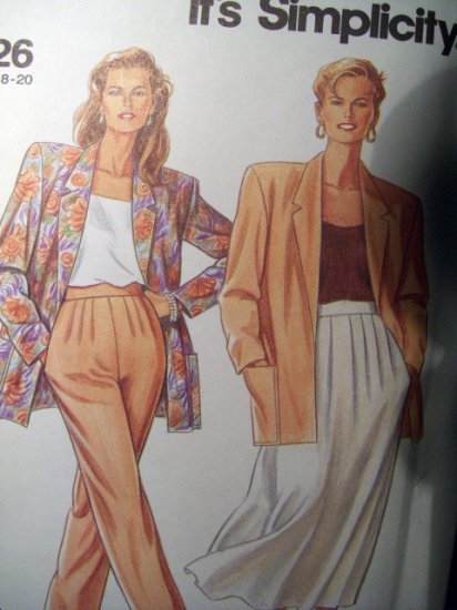 OOP Simplicity  7226 Pattern, Jacket, Skirt, Pants, Plus Sizes 8, 10, 12, 14, 16, 18, 20,  UNCUT