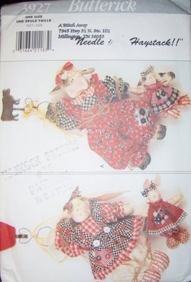 Butterick Pattern 3927, Hanging Cow, Bunny and Babies UNCUT
