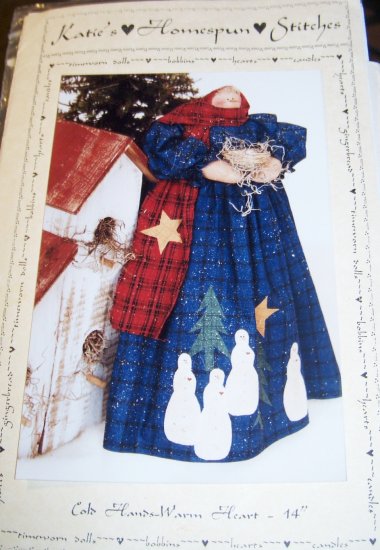 Kate's Homespun Stitches Cold Hands Warm Heart 14" Standing Snowlady Doll