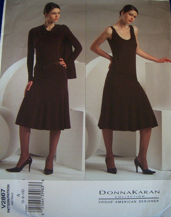 OOP Vogue Donna Karan V2867 Pattern, Shrug, Top, Skirt, Size 6, 8, 10, Bust 30.5, 31.5 32.5, UNCUT