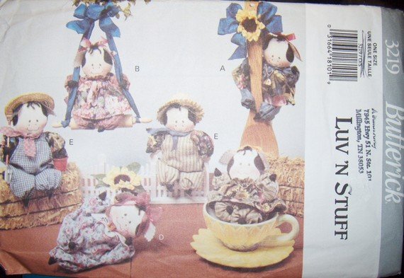 Butterick 3219 Craft Pattern, Posies Moo-vable Cows Stuffed Animals, UNCUT, OOP, FF