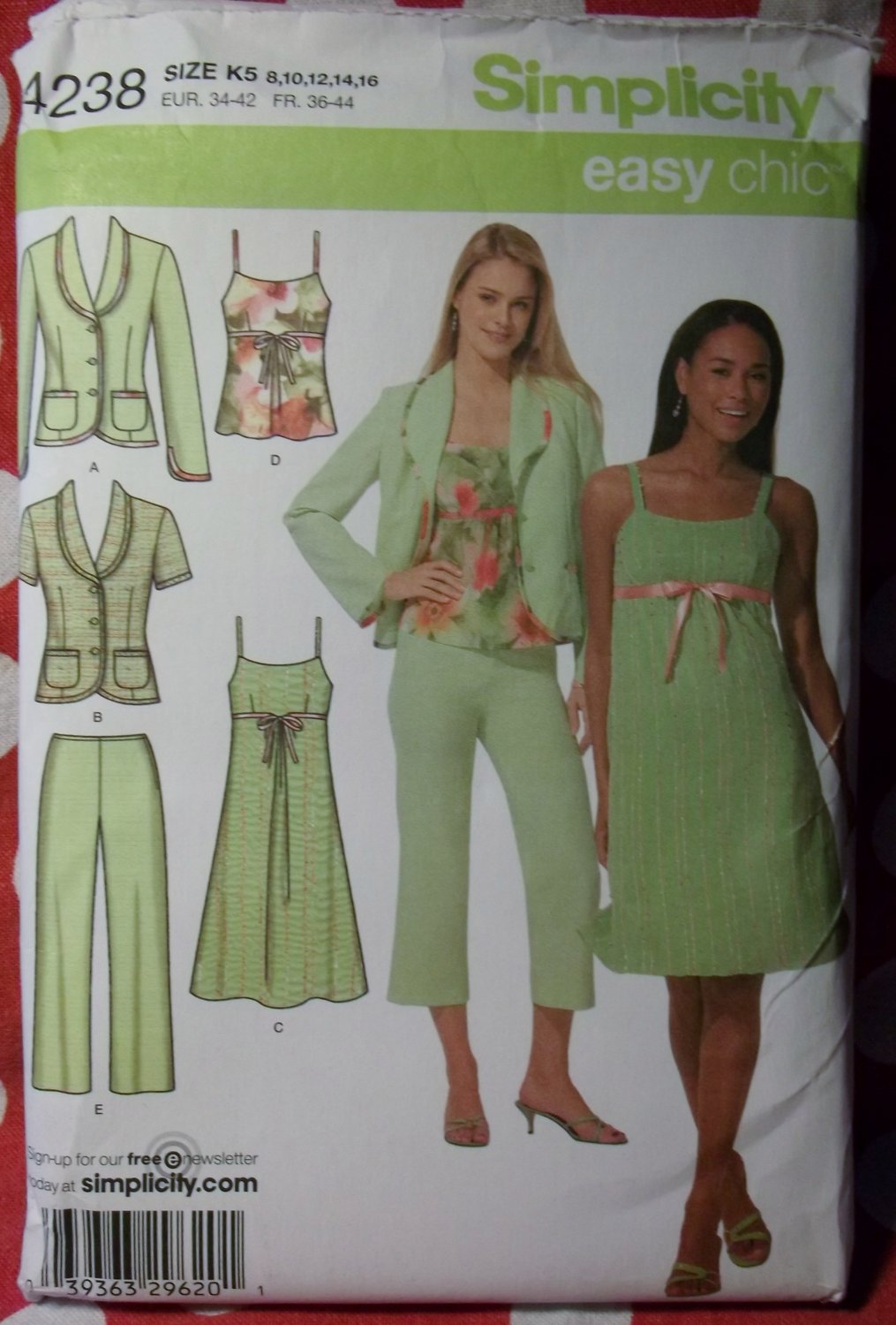 Easy Chic Simplicity 4238 Pattern, Misses Dress, Top, Jacket, Pant, Sz 8 to 16, UNCUT