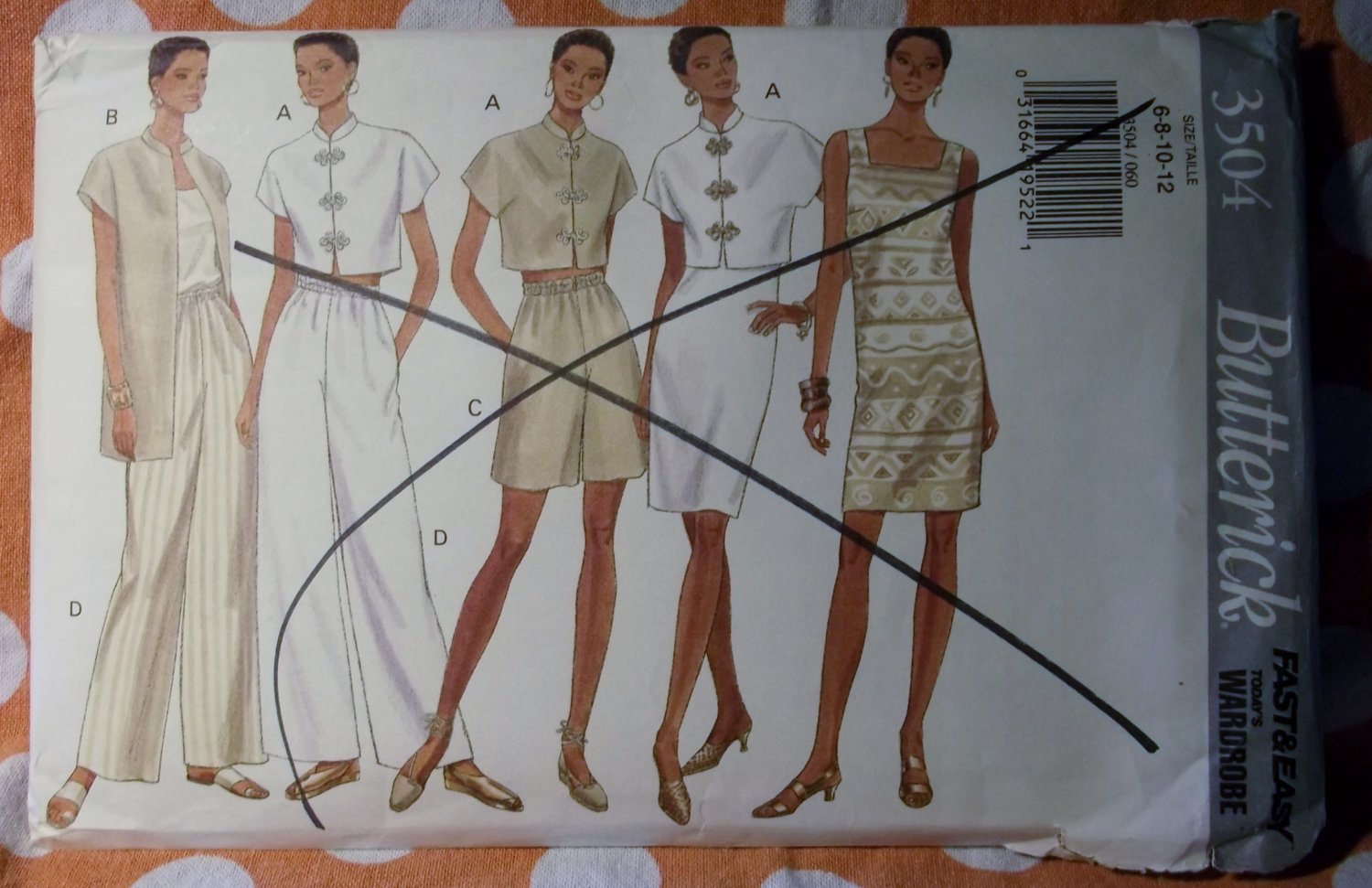 OOP Fast & Easy Butterick 3504 Pattern Misses Dress Top Shorts Pants Sz 6 8 10 12 UNCUT