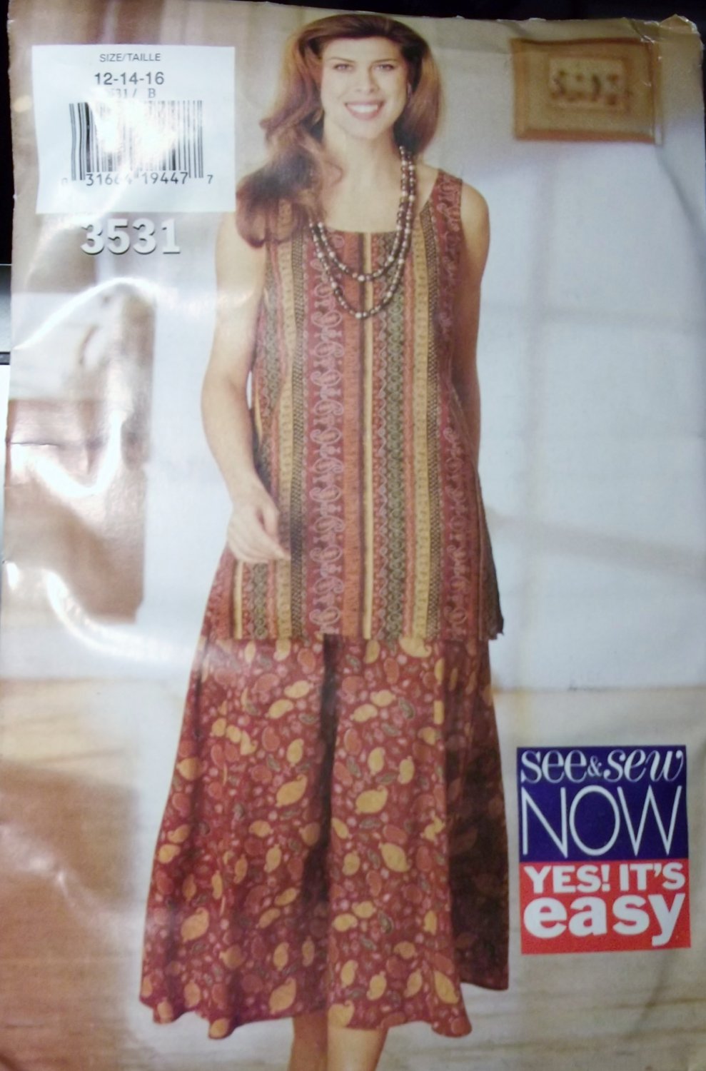 OOP Very Easy Butterick 3531 Pattern, Misses Tank Top Skirt, Sz 12 14 16, UNCUT