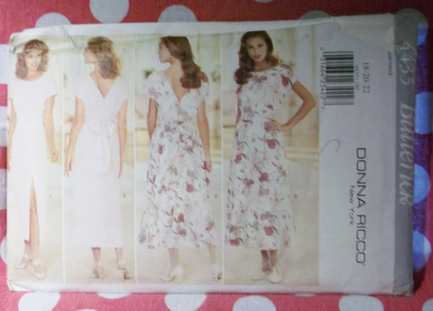 OOP Easy Butterick 4435 Donna Ricco Misses Dress Straight or Flared Skirt, Sz 18 20 22, UNCUT