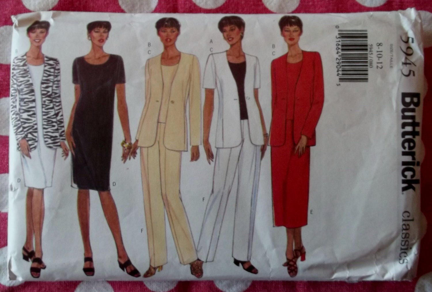 OOP Easy Butterick 5945 Pattern,  Misses Petite Jacket Dress Top Skirt Pants, Sz  8 1012, UNCUT