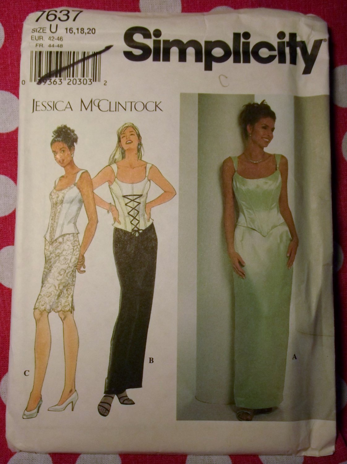 OOP Simplicity Designer 7637 Pattern, Bustier Top + Skirt, Size 16, 18, 20, Uncut