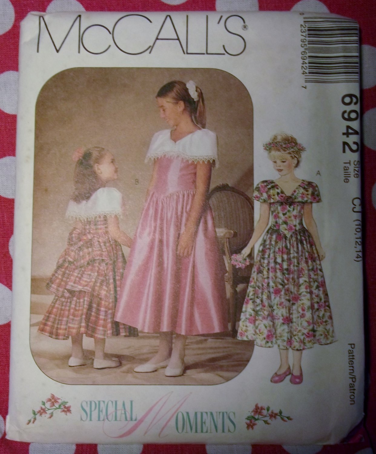 OOP McCall's 6942 Pattern, Girls Formal Dress, Sz 10, 12, 14, UNCUT