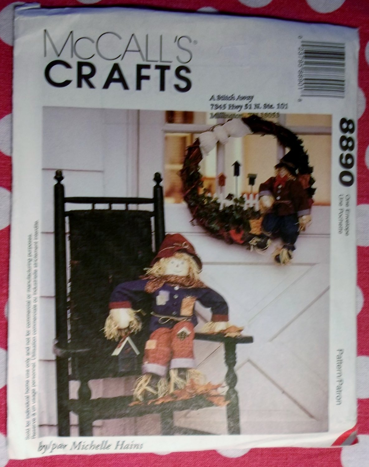 OOP McCall's 8890 Scarecrow & Wreath Pattern Sewing, UNCUT