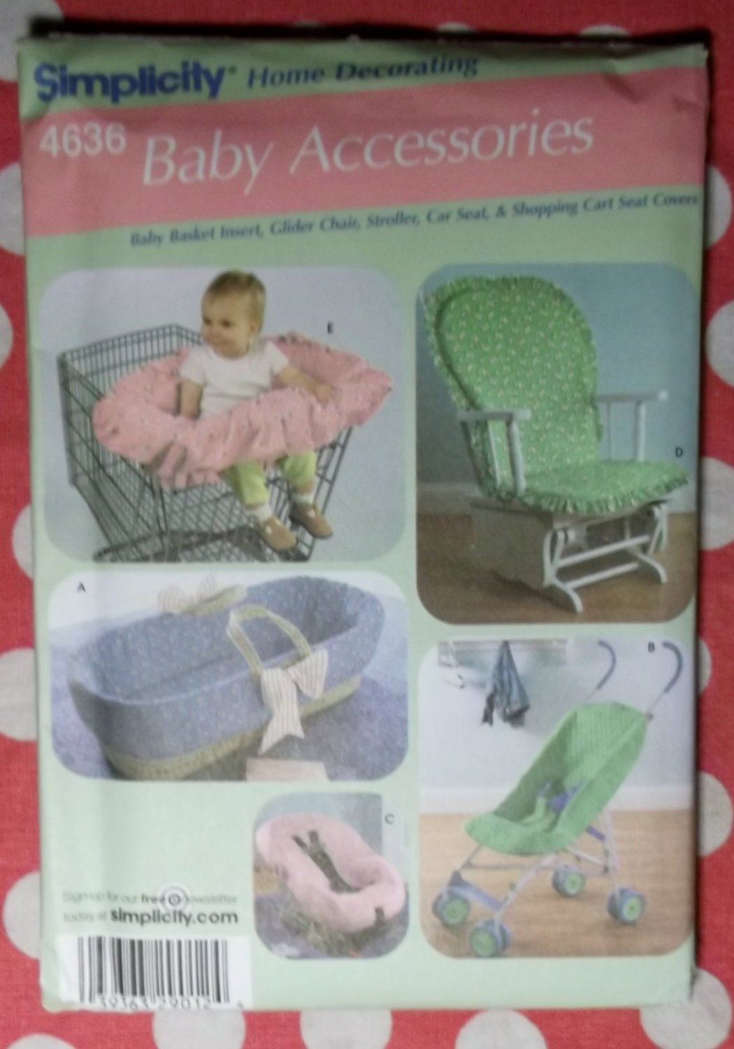 OOP Simplicity 4636 Pattern, BABY'S Stroller Car Seat Grocery Cart
