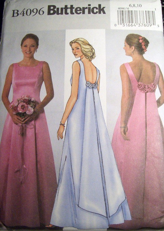 OOP Easy Butterick B4096 Sewing Pattern, Dress, Gown, Size 6 8 10 Bust 30 1/2, 31 1/2, 32 1/5, UNCUT