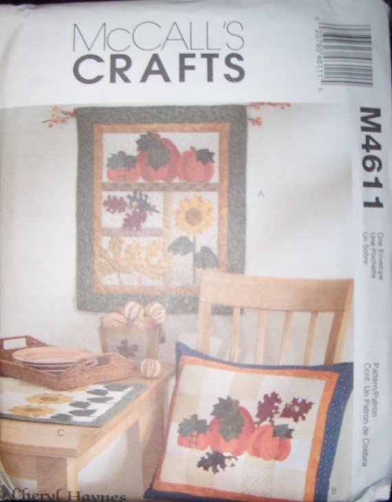 McCalls Crafts M4611 Pattern, Harvest Sampler, Wall Hanging, Pillow, Table Runner,  UNCUT
