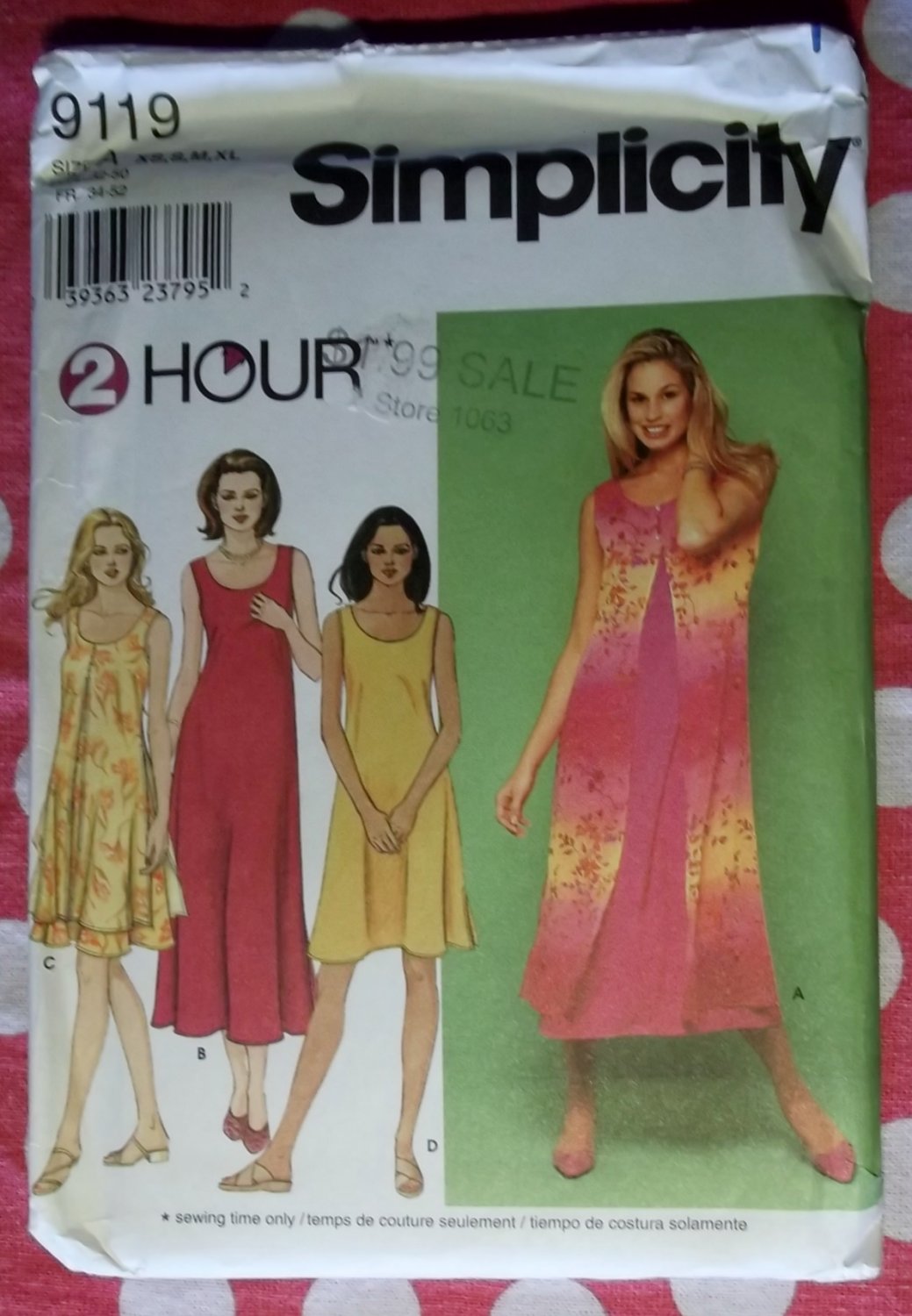 OOP Simplicity 9119  2 Hour Pattern, Misses' Dress Pattern, Plus Size XS, to  XL, UNCUT