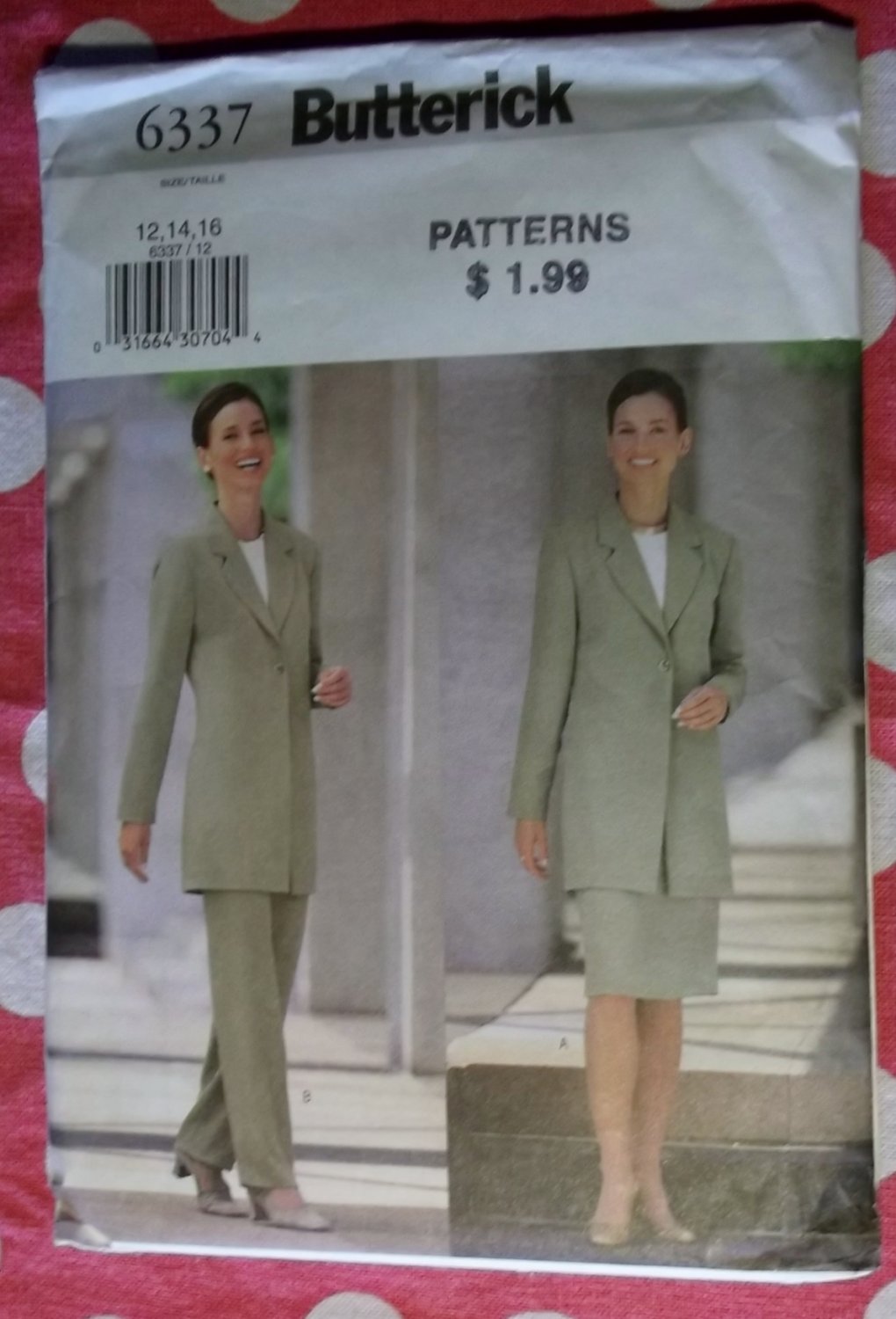 OOP Easy Butterick 6337 Jacket, Skirt, Pant Pattern, Sz 12 14 16, Uncut