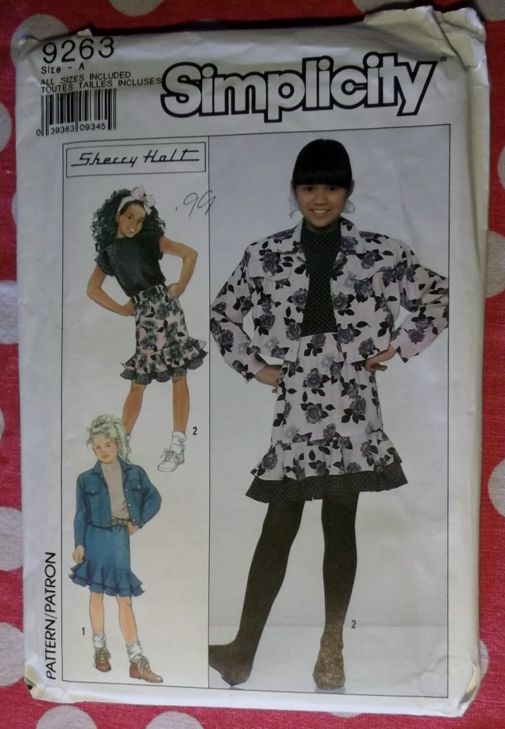 OOP Simplicity 9263 Pattern, Girls Jean Style Jacket, Top & Skirt, Sz 7 to 14, Uncut,