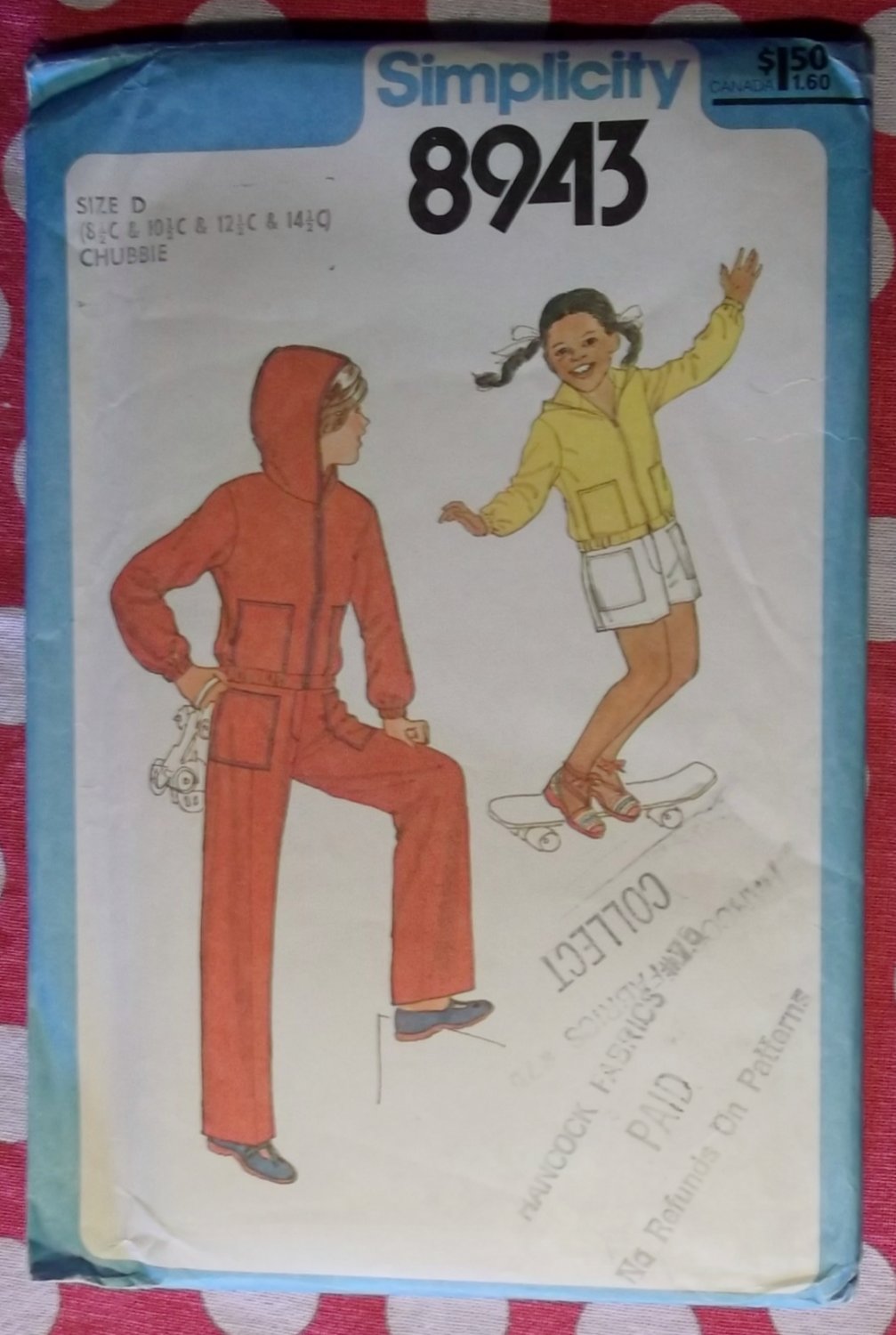 OOP Simplicity 8943 Pattern, Outerwear, Pants, Shorts, Hooded Jacket, Sz Chubbie 8 1/2 to 14 1/2.