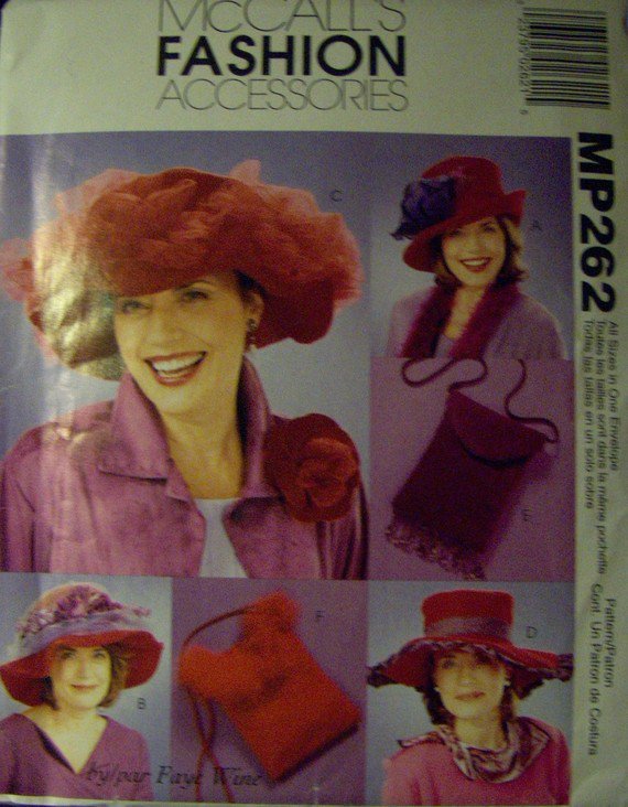 OOP Red Hat McCalls MP262 or 3987 Sewing Pattern Bags and Hats, Uncut