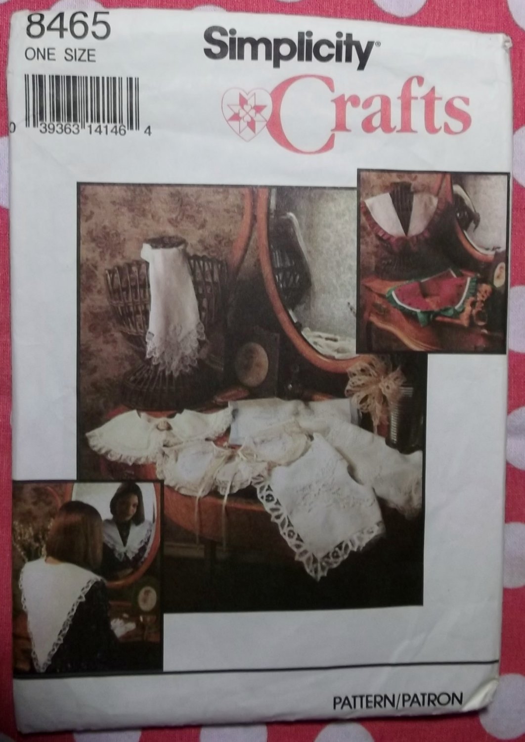 OOP Simplicity 8465  Lace & Embroidered Collars Pattern, Wax Transfers