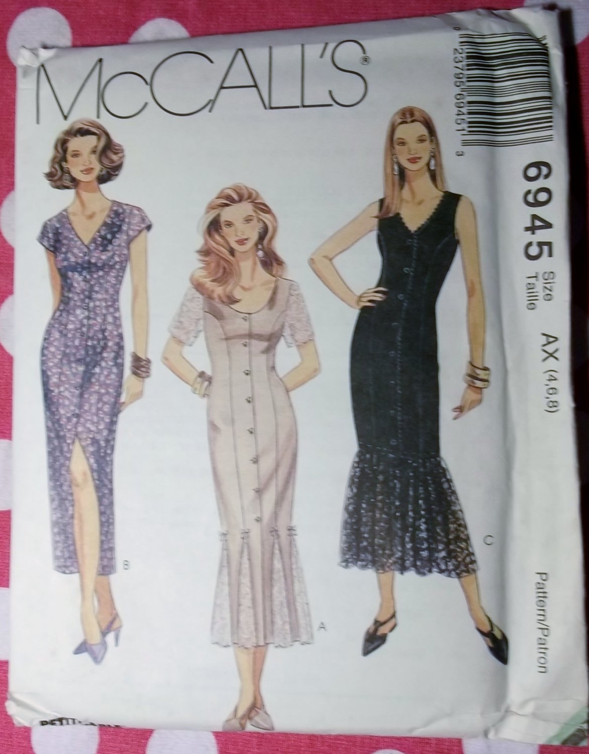 OOP  McCalls 6945 Misses'  Semi-fitted Dress Pattern,  Sz 4 6 8, Uncut