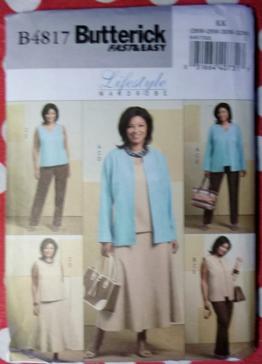 Burtterick B4817 Pattern, Women's or Petite Jacket, Vest, Top, Skirt & Pants, Sz 26W to 32W, Uncut