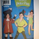 OOP Simplicity 9862 Peter Pan, Captain Hook, & Tinker Bell Costume Size 3 to 8 Child, UNCUT