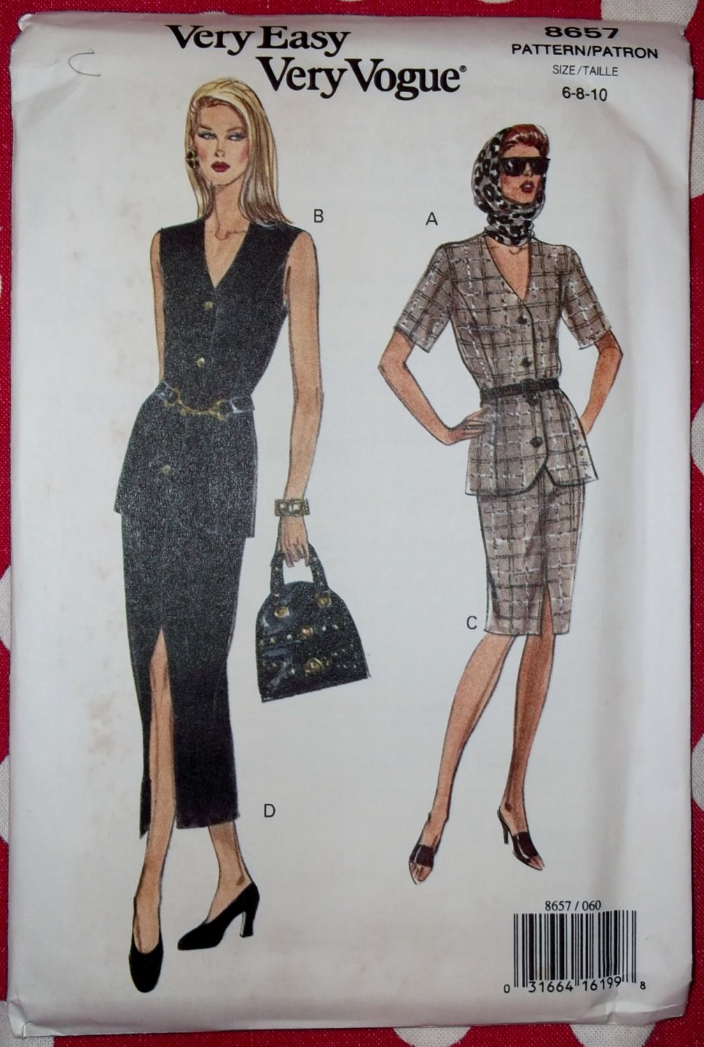 OOP Very Easy Vogue 8657 Misses & Petite Top & Skirt Pattern, Sz 6 8 10, Uncut