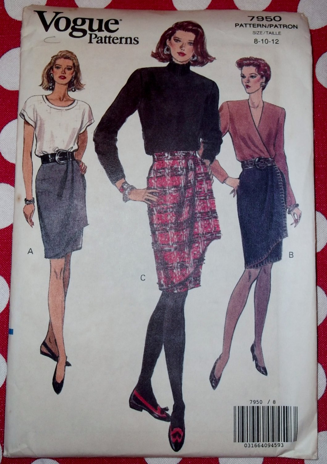 OOP Very Easy Vogue 7950 Misses Skirt Pattern, Sz 8 10 12, Uncut