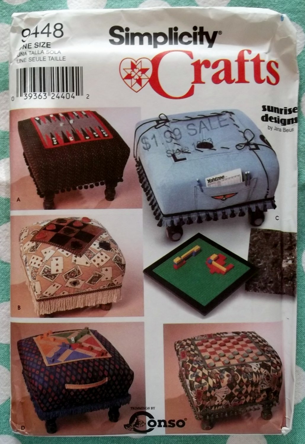 OOP Simplicity Crafts Sewing Pattern 9448, Ottoman Game Boards, Uncut