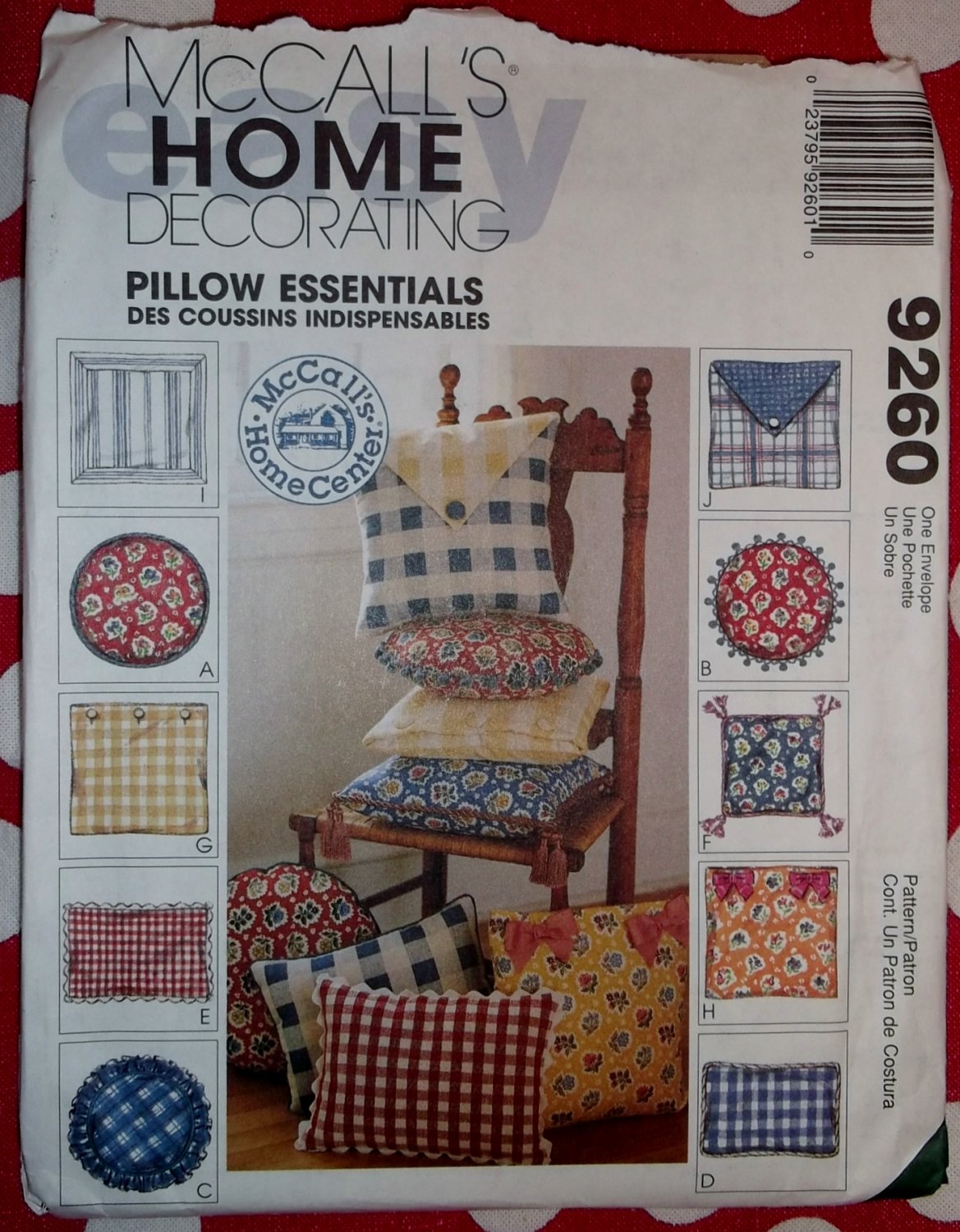 McCall's Craft 9260 Pillow Essentials Pattern, Uncut