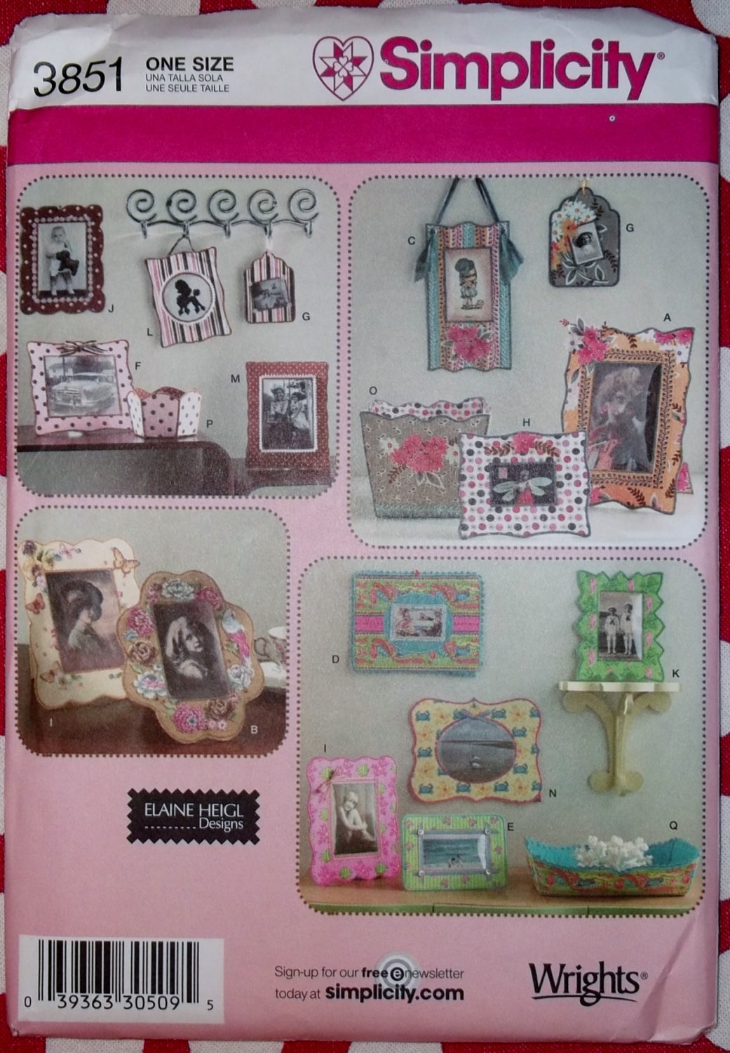 OOP Simplicity 3851 Elaine Heigl Design Fabric Frames and Containers Pattern, Uncut