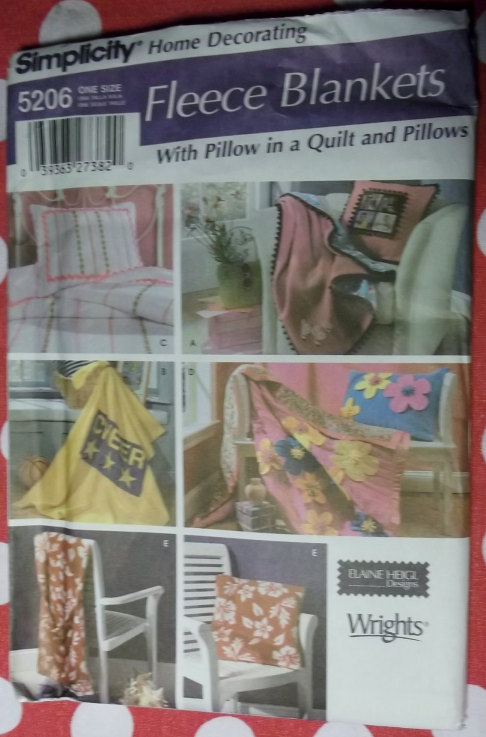 OOP Simplicity 5206 Fleece Blankets, Pillow in a Quilt & Pillow, Uncut