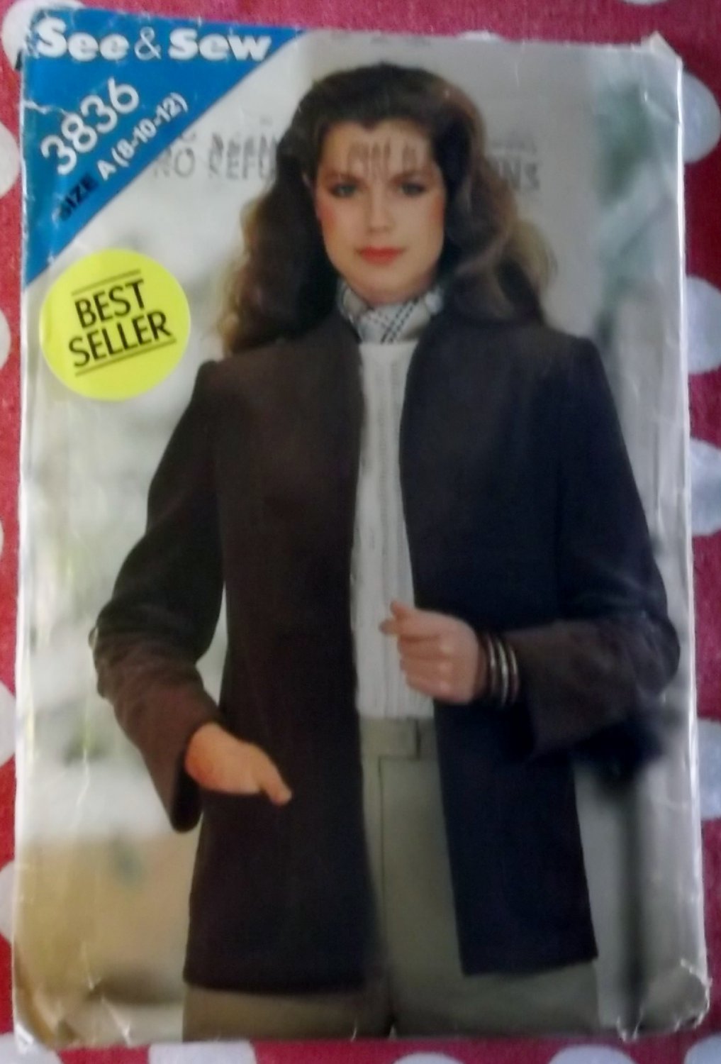 Vintage Butterck 3836 Misses Jacket Pattern, size 8 10 12, Uncut