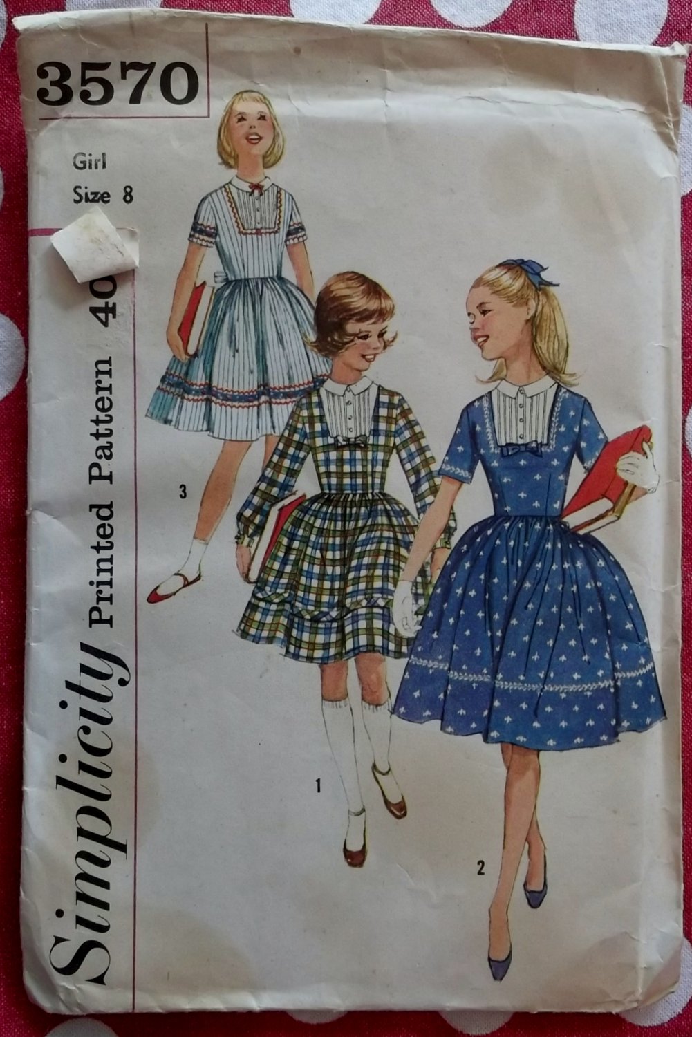 Vintage Simplicity 3570 Girls Dress  Sewing Pattern, Size 8, Uncut