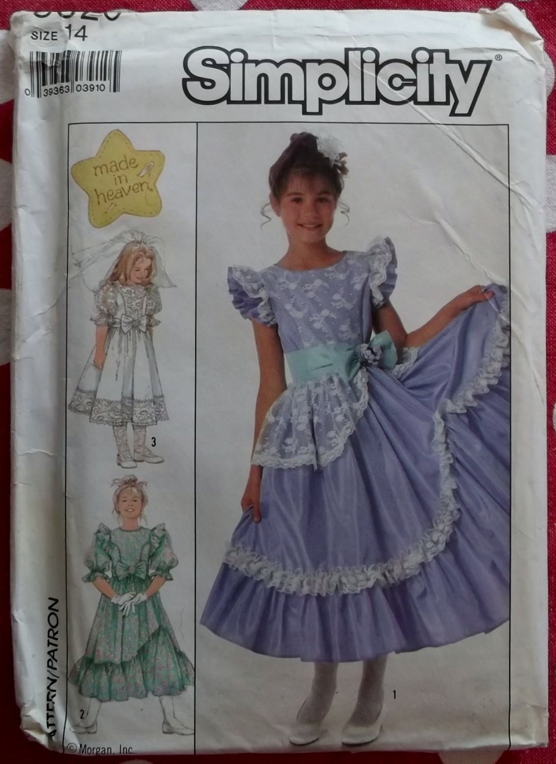 OOP Simplicity 8520 Girls Made in Heaven Design Dress Pattern, Sz 14, Uncut
