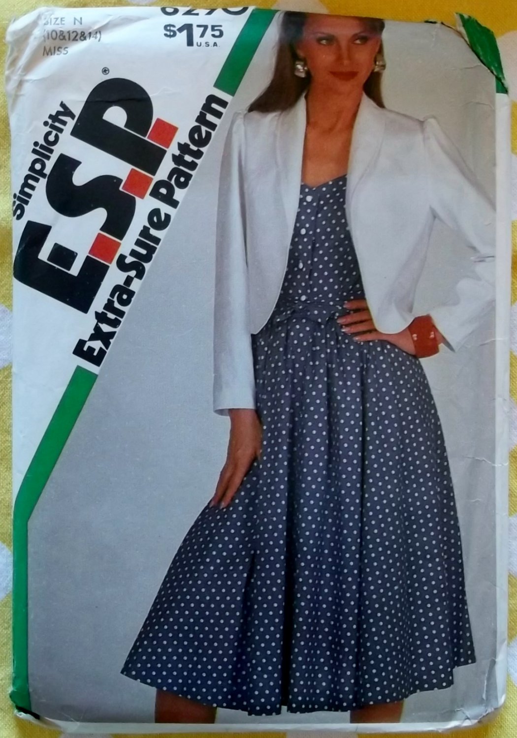 Vintage 80s Simplicity 6290 Fitted Dress, Unlined Jacket & Sash, Sewing Pattern, Sz 10 12 14 Uncut
