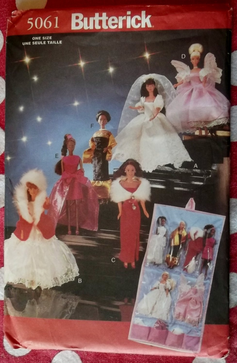 OOP Butterick 5061  Fashion Doll 6 Runway Formal Gowns & Organizer Pattern, Uncut