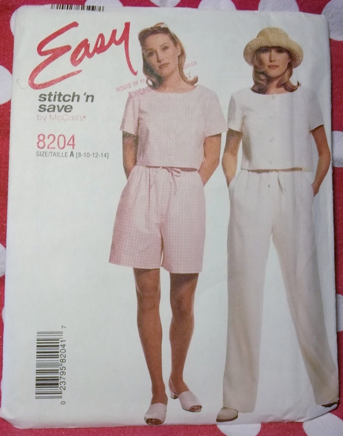 Misses Easy Top, Pants, Shorts McCalls 8204 Pattern, Size 8 10 12 14, UNCUT