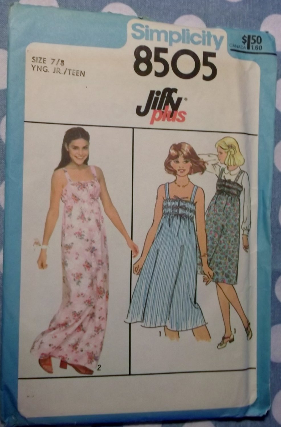 Easy Simplicity 8505 Boho Dress Pattern, Size Jr 7/8, Uncut