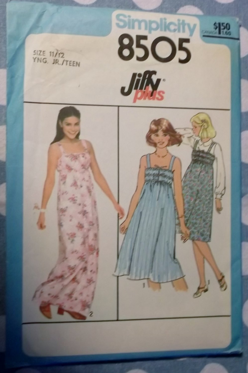 Easy Simplicity 8505 Boho Dress Pattern, Size Jr 11/12, Uncut