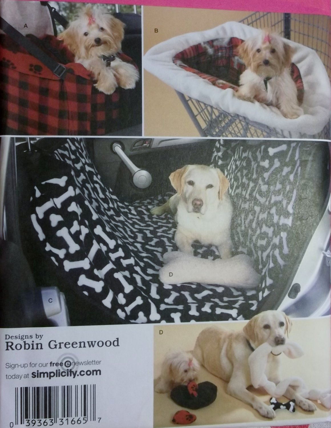 Travel Accessories Dogs,Car Seat Shopping Cart Cover Toys Simplicity 2984 Sewing Pattern, Uncut