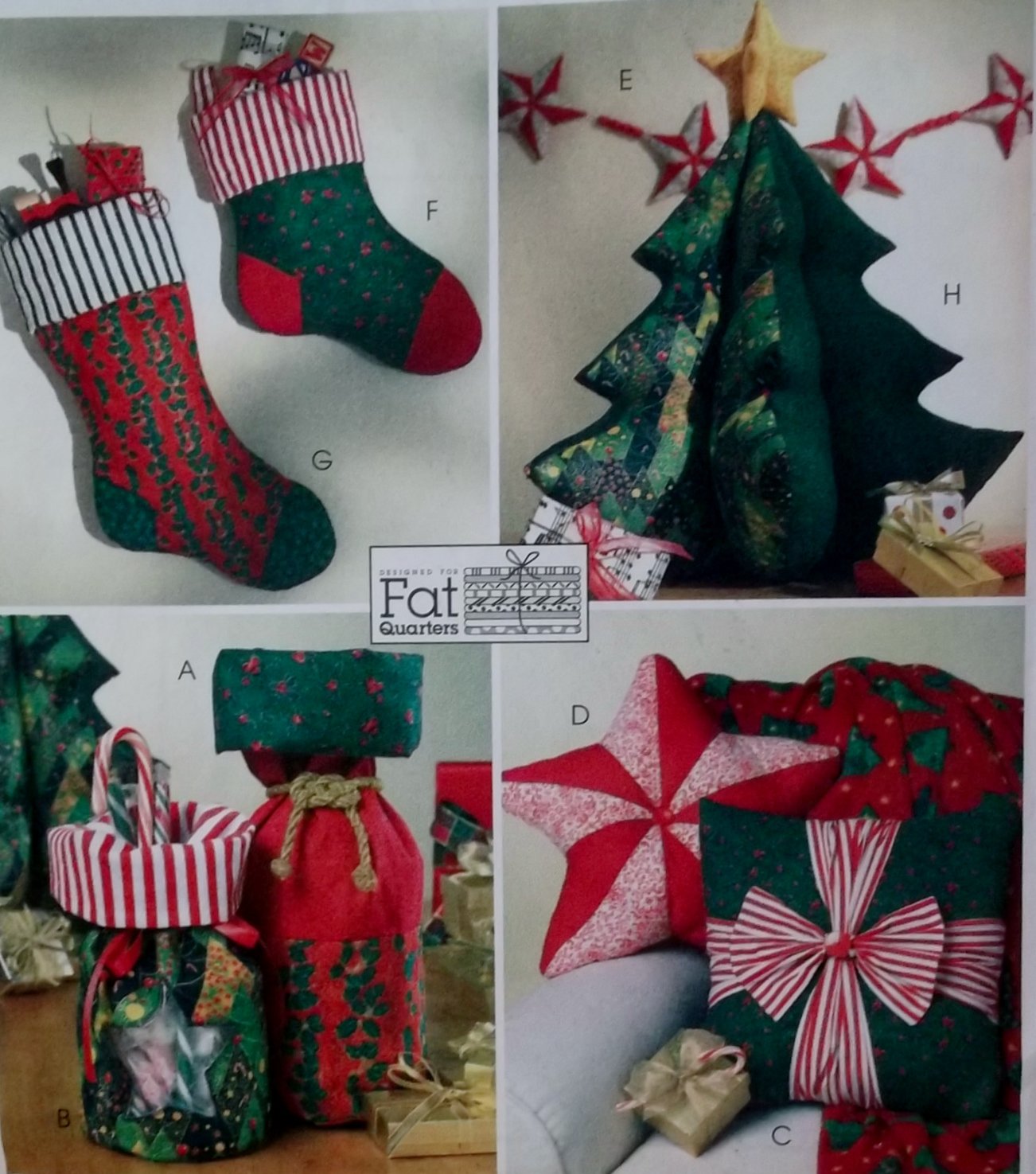 OOP Christmas Fat Quarter Tree, Stockings and more McCall&acirc;��s M4693 Pattern, UNCUT