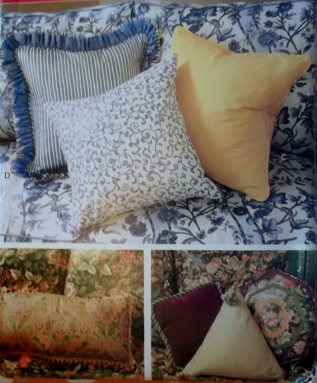 OOP Butterick Sewing 4593 patterns 10 different pillows, Uncut