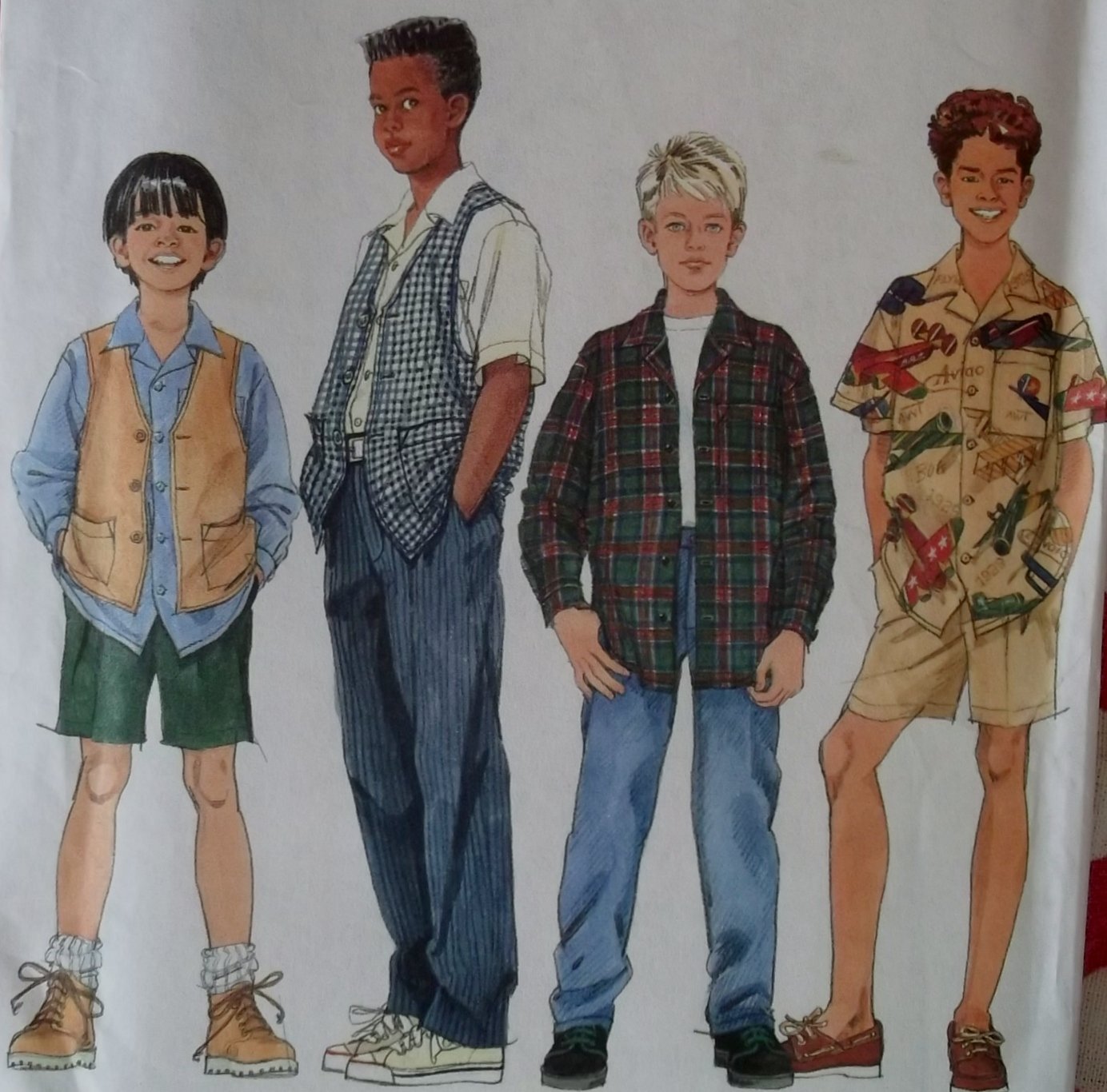 Simplicity 7224 Pattern, Boys Shirt Vest Pants Shorts, Sz 7 8 10, UNCUT