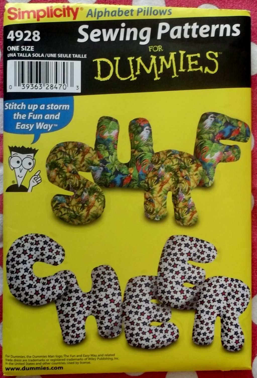 Easy Simplicity 4928 Sewing for Dummies Alphabet Pillows Patterns, Size