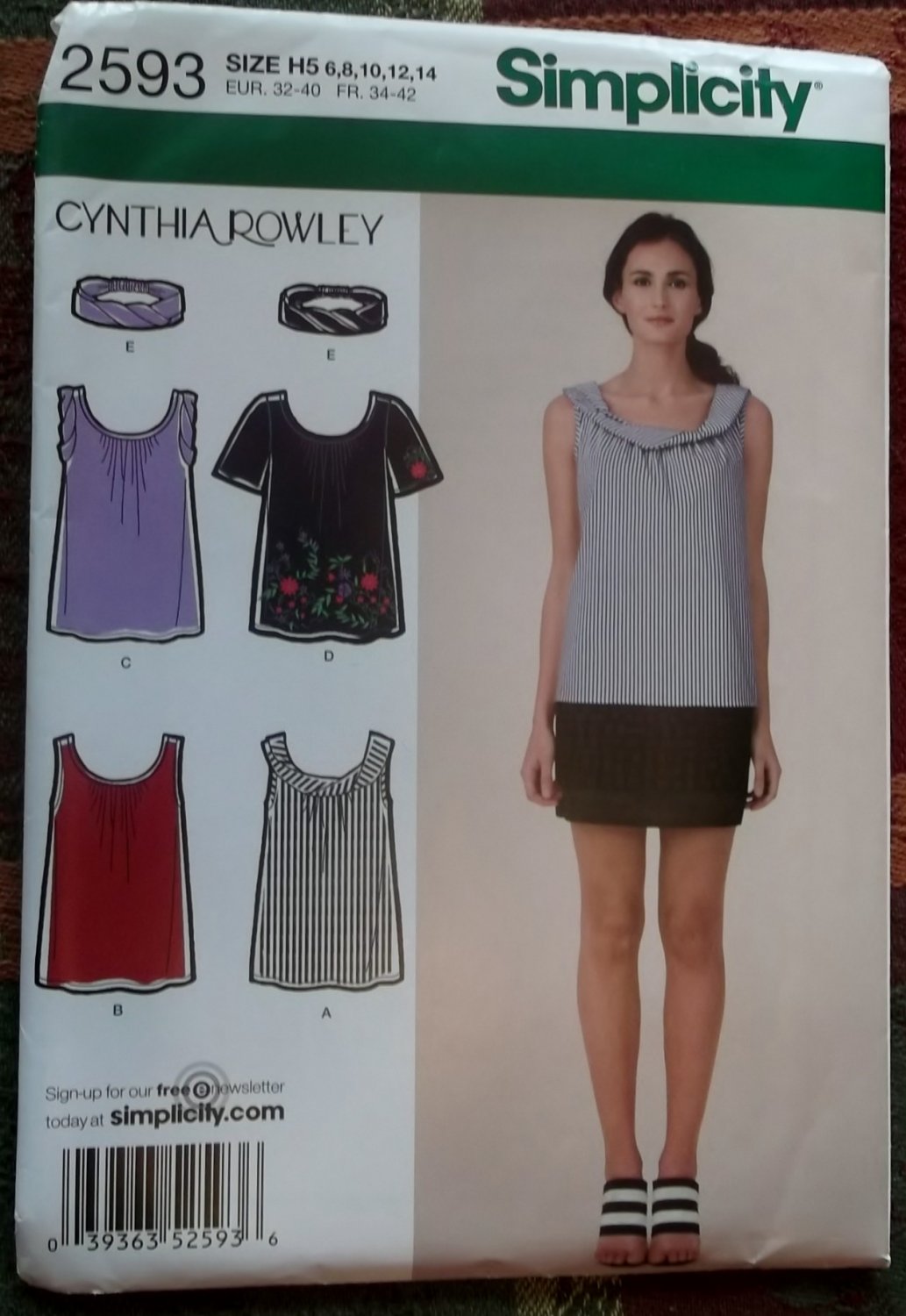 Cynthia Rowley Design Misses' Top Simplicity 2593 Pattern, Sz 6 to 14 ...