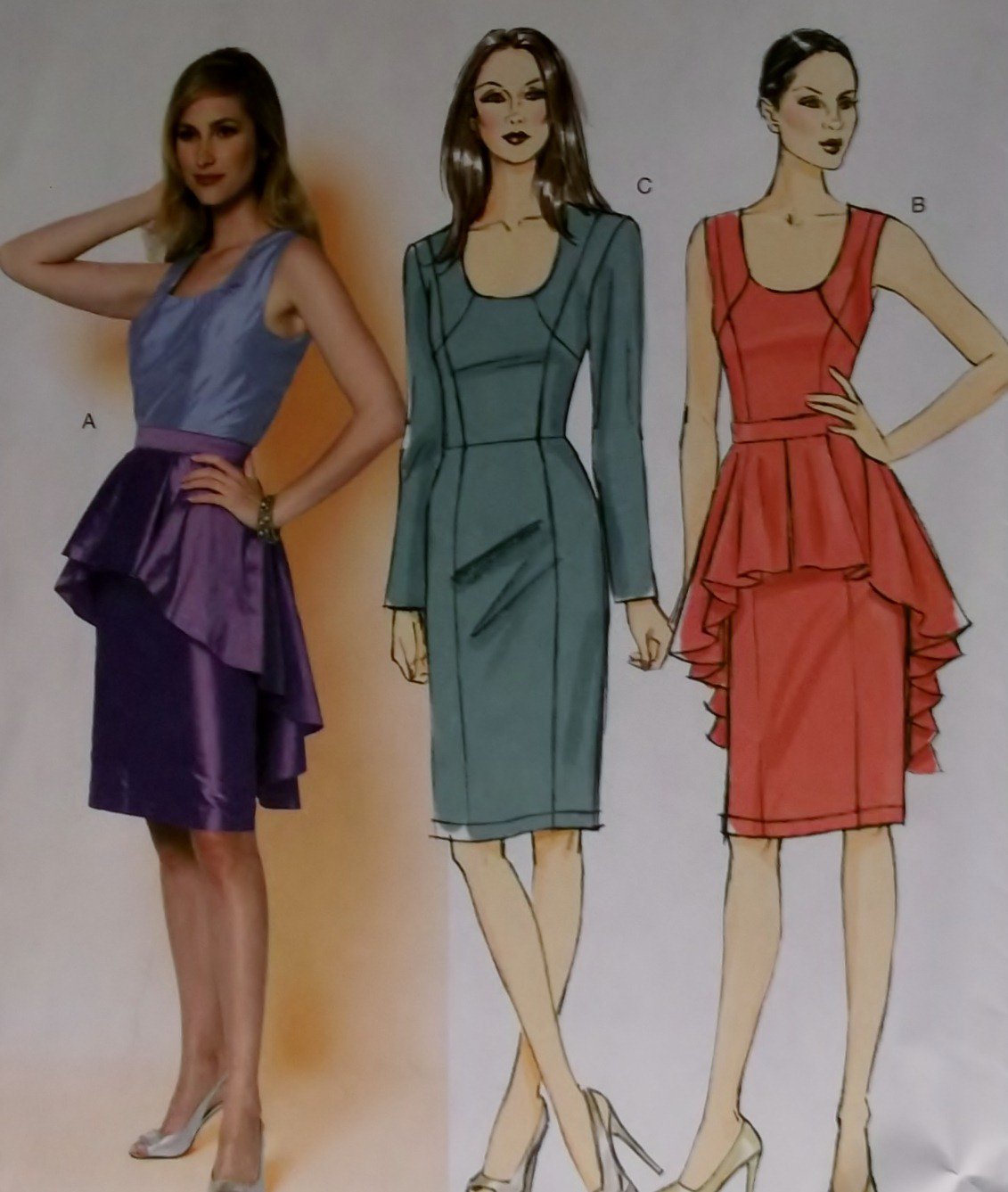 Butterick B 5811 Sewing Pattern, Misses' Dress And Peplum, Size 6 8 10 ...