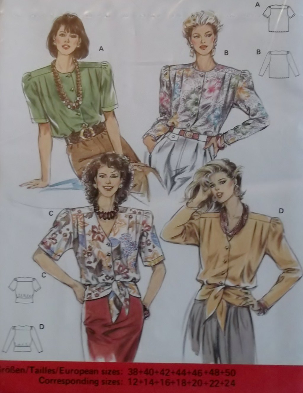 Burda 5060 Sewing Pattern Misses Blouse,  Plus Size 12 14 16 18 20 22 24, Sealed
