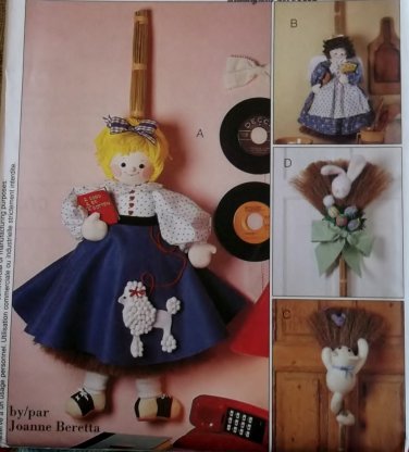 Broom Doll Crochet Patterns Bunny Mouse Bear Mrs Klaus | eBay