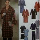 Mens  Easy Pajamas Robe 2 lengths Simplicity 7045 Pattern,  Size XS S M,  Chest Size 30-40", Uncut